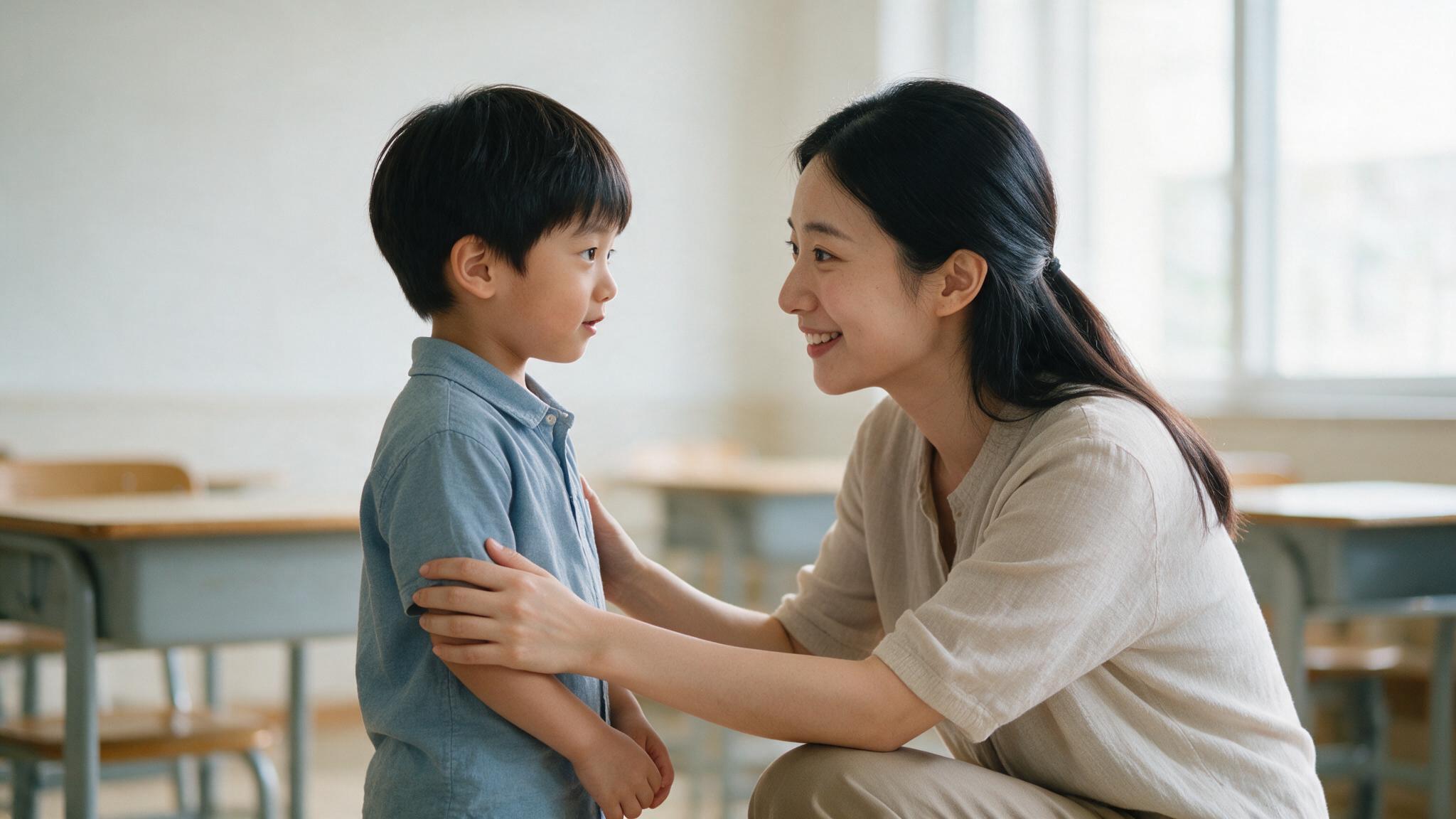 老师与孩子平视交流